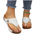 thumbnail image 4 of Womens White Thong Sandals | Breathable Wedge Sandals with Cushioned Insole for Comfortable Walking, Casual Summer Shoes,Size 5.5, 4 of 9