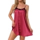 thumbnail image 1 of Noche de inspiración para mujeres, camisón de lencería con encaje, vestido de dormir de satén sedoso, babydoll, cami, pijama corto 2XL rojo, 1 of 6