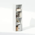 thumbnail image 5 of Furinno Luder 4-Tier Standing Shelf Bookcase with 1 Door Storage Cabinet, White, 5 of 6