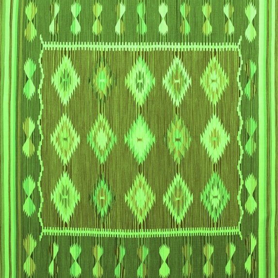 Ahgly Company Indoor Square Southwestern Green Country Area Rugs, 4' Square