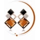 thumbnail image 2 of Trendy Simple Cubic Zirconia Stud Earrings Geometric 3D Cube Triangle Square Diamond Multilayer Earrings for Women and Girls (Champagne) champagne -, 2 of 4