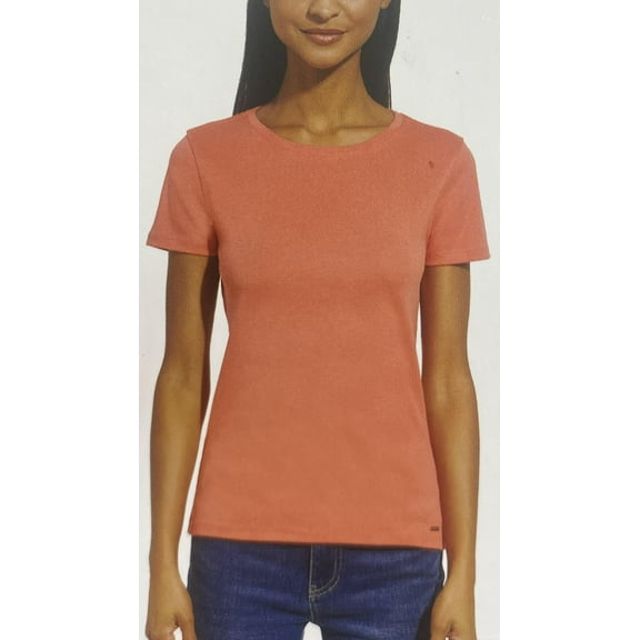 DKNY Women's Crewneck Short Sleeve T-Shirt, Coral XXL