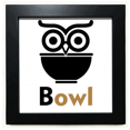 thumbnail image 1 of Bowl Rice Owl Combination English Black Square Frame Picture Wall Tabletop, 1 of 3