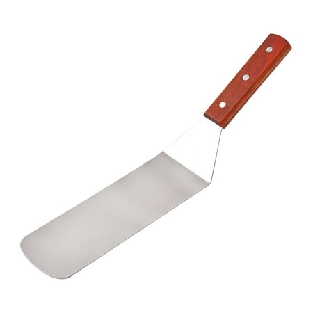 

5PCS Spatula Kitchen Turner Stainless Steel Grill Cooking Utensil for BBQ Beef Steak Flexible Turner with Wooden Handle Silver