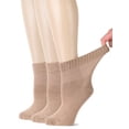 thumbnail image 3 of Hugh Ugoli Bamboo Ankle Loose Fit Diabetic Socks for Women, 3 Pairs, Beige, Shoe Size: 6-9, 3 of 7