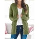 thumbnail image 2 of Cárdigan para mujer, suéteres, Otoño Invierno, Color puro, tejido torcido, elegante, informal, para mujer, cárdigan de manga larga con botones, OD verde S, 2 of 6