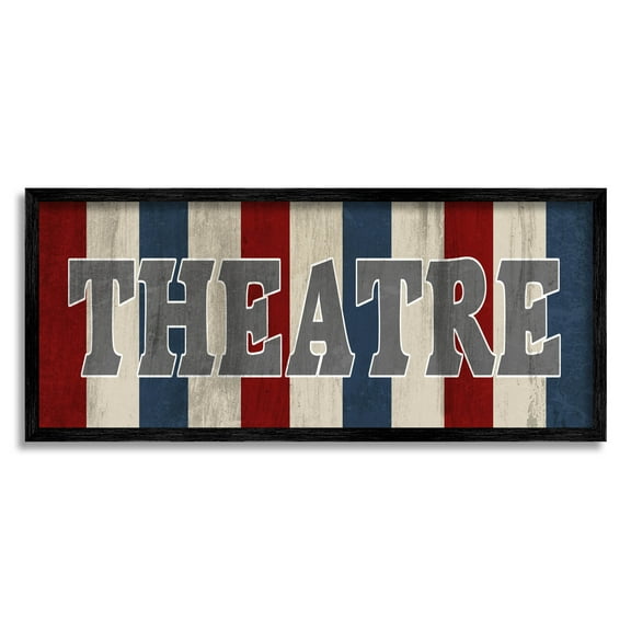 Rustic Vintage Theatre Sign Typography Graphic Art Black Framed Art Print Wall Art