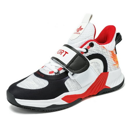 

Children s Basketball Shoes Non-slip Breathable Hook And Loop Fastener Running Shoes For Outdoor Sports Autumn And Spring