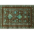 thumbnail image 1 of Ahgly Company Machine Washable Indoor Rectangle Oriental Turquoise Blue Industrial Area Rugs, 4' x 6', 1 of 4