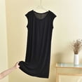 thumbnail image 2 of Women Solid Pleated Crew Neck Sleeveless Midi Nightgown, Soft Loose Cool Summer Loungewear Sleep Dress Multiple Plain Colors Black XXXXL(XXXXL), 2 of 8