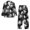 Black Ghost Print, variant on Women's Halloween Pjs Set, Long Sleeve Button Down Tops and Full Length Pants Loungewear Size 3XL, Pumpkin Bat Print Soft Breathable Sleepwear With Pockets for Home, Holiday Parties