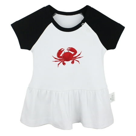 

Hold Me Funny Dresses For Baby Newborn Babies Animal Crab Pattern Skirts Infant Princess Dress 0-24M Kids Graphic Clothes (Black Raglan Dresses 12-18 Months)