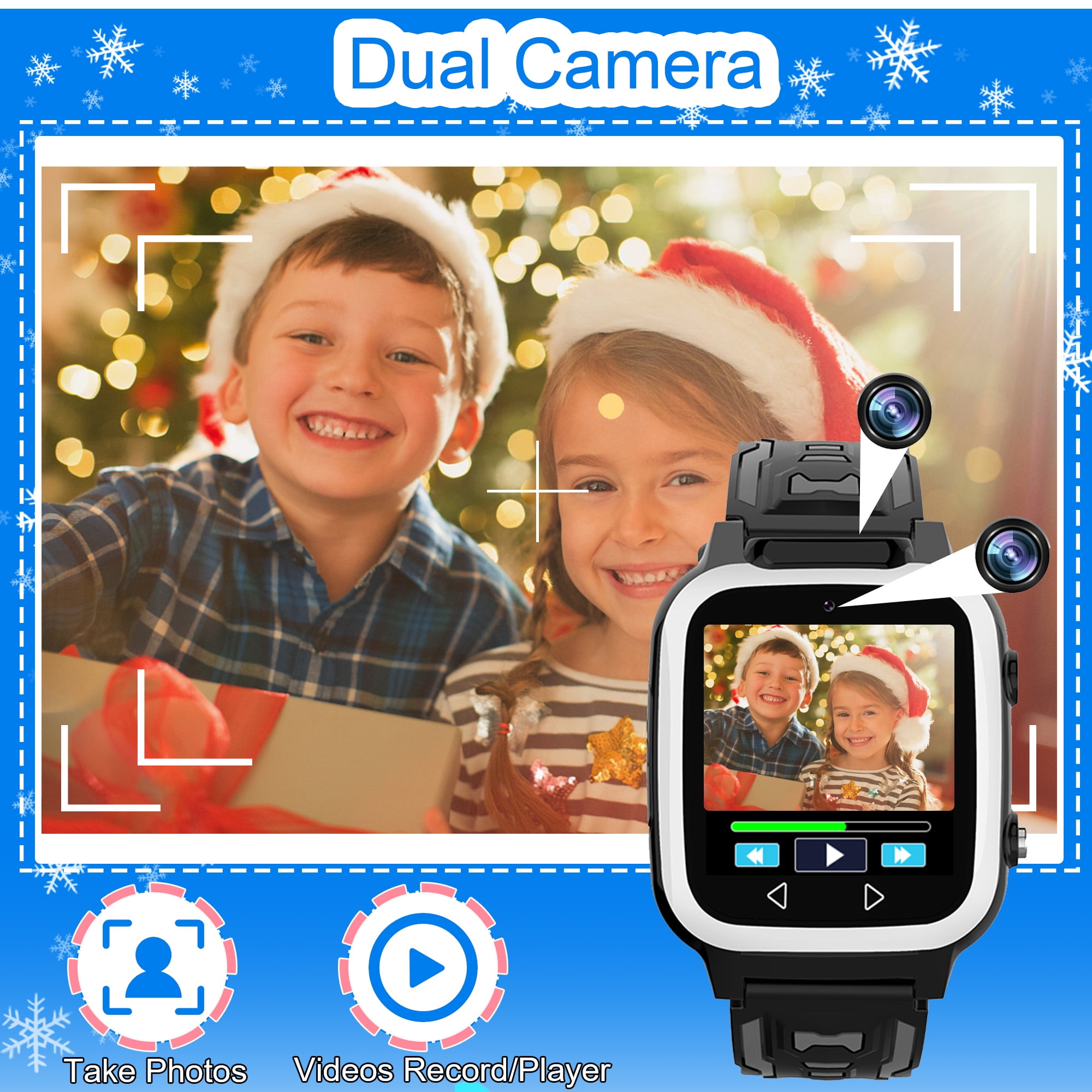 Smart Watch for Kids Boys Girls - Kids Toys for 3-10 Year Old, Toddler Watch with 25 Games Dual Camera Music Pedometer, Birthday Gifts for Boys 3 4 5 6 7 8 9 10 (Black)