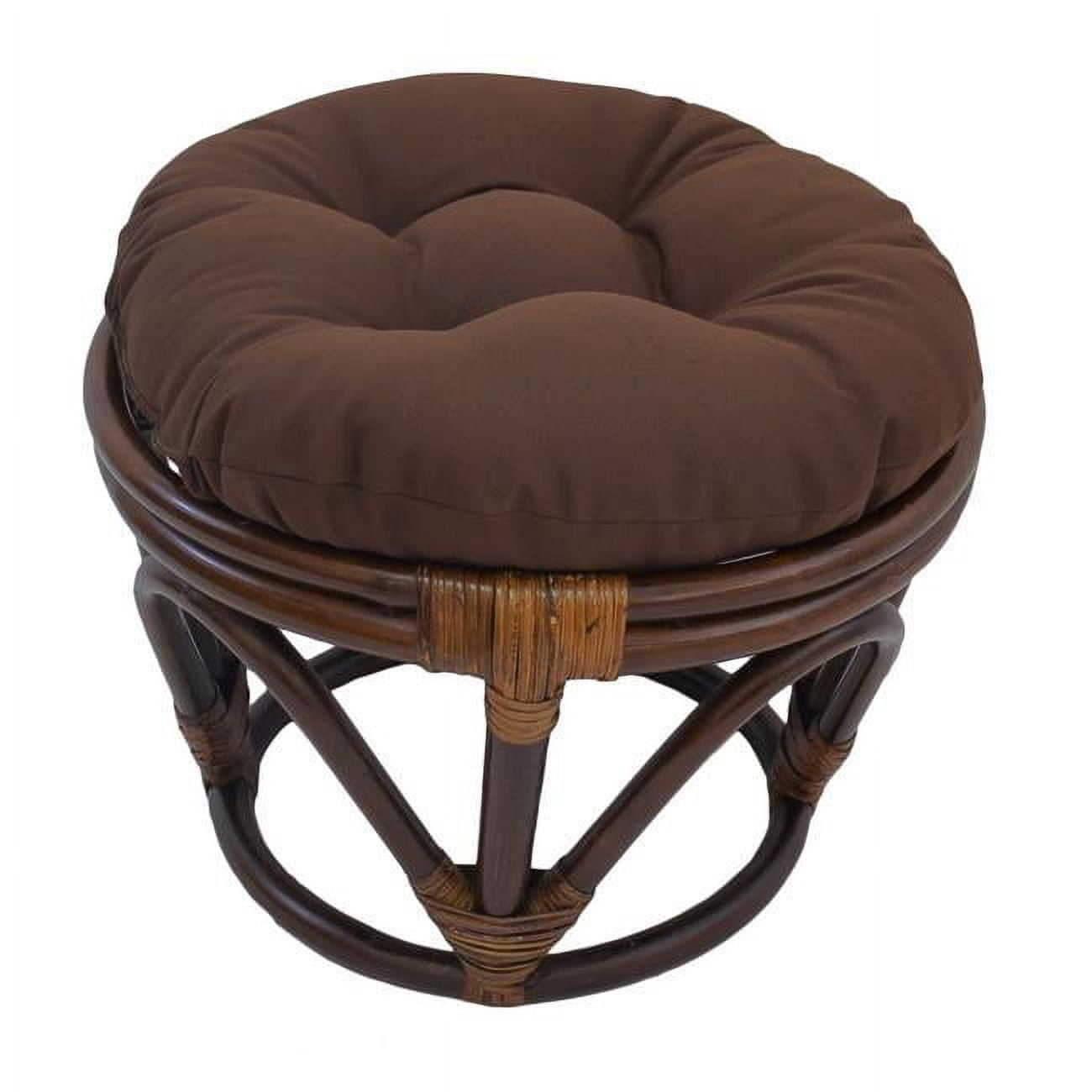 International Caravan Rattan Footstool with Twill Cushion