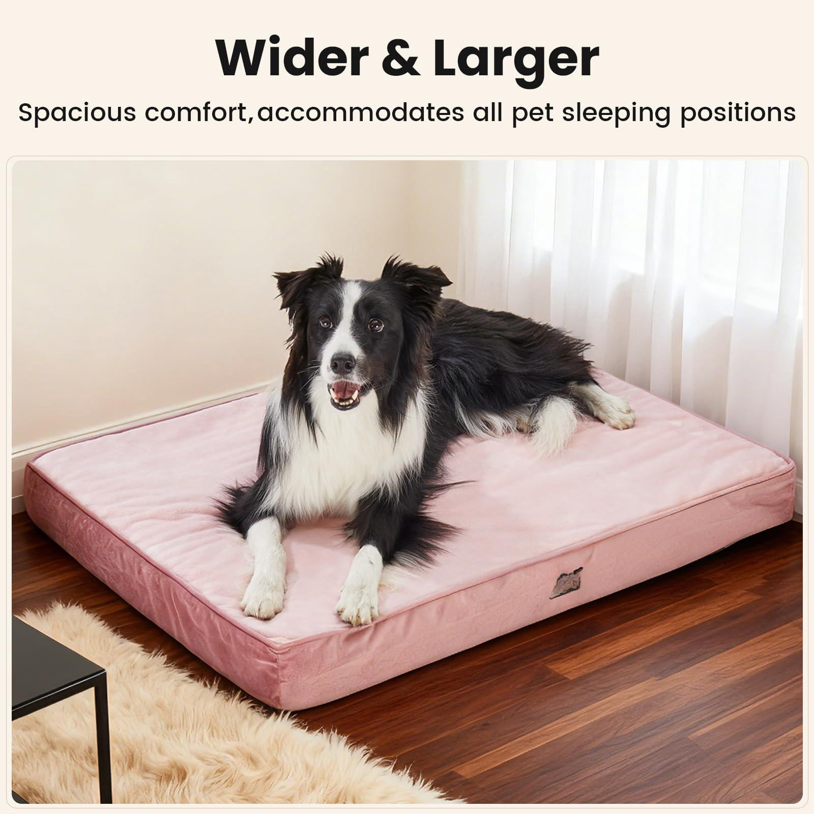 Waterproof Dog Bed For Medium Large Dogs  Machine-washable Removable Cover In Easy-clean Fabric High Density Foam & Easy-carry Handle Wider And Larger 36 Inch (pink)