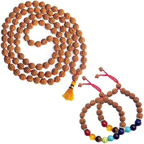 Wonder Care Rudraksh Mala-5face- Himalayan Rudraksha Seeds Ornament Rosary Japa Mala Necklace Mala Beads