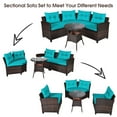thumbnail image 3 of Costway 4PCS Outdoor Patio Rattan Furniture Set Cushioned Sofa Table Turquoise, 3 of 10