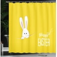 thumbnail image 4 of Ambesonne Yellow Shower Curtain, Easter Rabbit Bunny, 69"Wx84"L, Yellow White, 4 of 5
