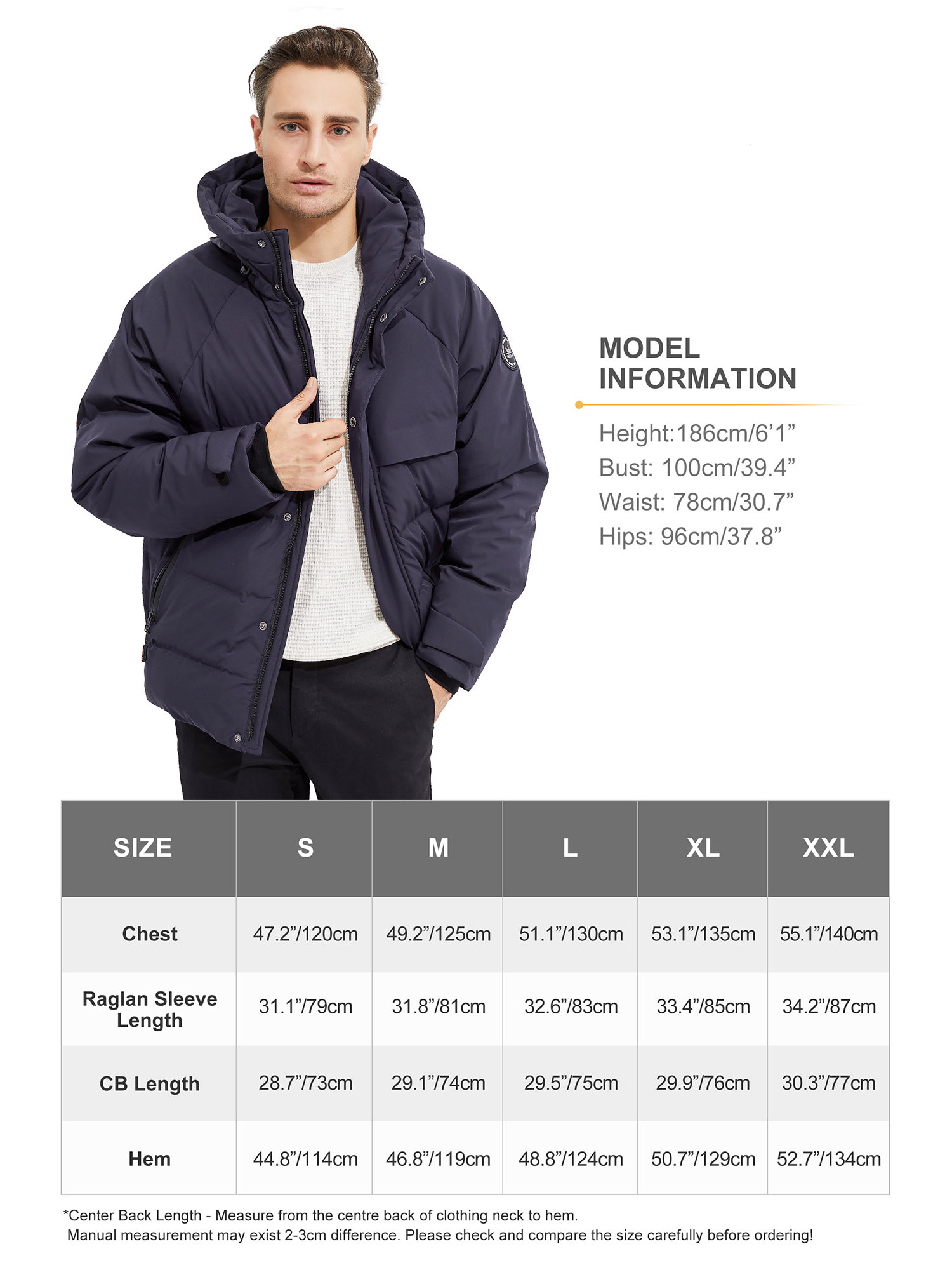 Orolay Men's Winter Down Jacket with Adjustable Drawstring Hood Ribbed Cuff - image 5 of 5