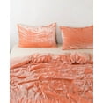 thumbnail image 2 of Thread Connect Velvet Duvet Cover Peach Color King/Queen Size Comforter Set, Boho Bedding Sheets Crushed Velvet bedding sets Ties Closure, (1 Duvet Cover & 2 Pillowcases), 2 of 3