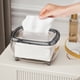 thumbnail image 4 of Porta toallas de papel con base de resorte y tapa magnética | Dispensador de servilletas abatible para cocina, baño y oficina | Organizador de plástico de 19 x 14 x 12 cm | Oro rosa, 4 of 6