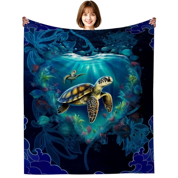 Sea Turtle Gift for Women Stuff Turtles Throw Blanket Soft Lightweight Plush Sea Animal Bedding Sea Turtle Blanket for Women Men Adults Sofa Couch Bedroom Home Decoration 50"X40"