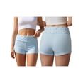 thumbnail image 2 of Shorts de verano para mujer con dobladillo, color liso, remaches, cintura baja, ajustados, estilo streetwear., 2 of 9