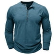 thumbnail image 2 of SWSMCLT Men's Cotton Henley Shirt Soft Fall Top 7 Button Henleys Long Sleeve Slim Fit T-Shirt Fashion Casual Lightweight Blue XX-Large, 2 of 5