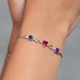 thumbnail image 4 of 925 Silver and 10K Yellow Gold Blue Created Sapphire Red Created Ruby Purple Amethyst and Lab Grown Diamond Tennis Bracelet for Women By Keren Hanan (2.21 cttw, Adjustable up To 9 inch), 4 of 4