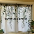 thumbnail image 4 of Eucalyptus Botanical Leaves Floral Kitchen Window Curtains Over Sink Boho Farmhouse Flower Leaf Small Window Treatment Sage Green Cafe Short Curtains for Bathroom Tier Drapes 27.5x39 inch, 4 of 6
