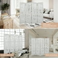 thumbnail image 2 of Fionafurn 4 Panels Wood Carved Room Divider - Folding Privacy Screen, White, #K1, 2 of 6