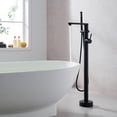thumbnail image 3 of Allario Gleaming Brass Freestanding Tub Faucet in Matte Black with Handshower, 3 of 14