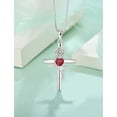 thumbnail image 6 of VESITIM Cross Pendant Necklace Sterling Silver Infinite Rose Flower Necklace Women Faith Jewelry Gift with July Birthstone Created Ruby, 6 of 7