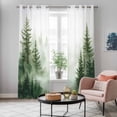 thumbnail image 5 of Watercolor Forest Kitchen Curtains 84 Inch Length, Green Foggy Natural Landscape Plants Grommet Top Bedroom Living Room Curtains, Light Filtering Cafe Curtain Drapes 2 Panels Set 84''x84'', 5 of 9
