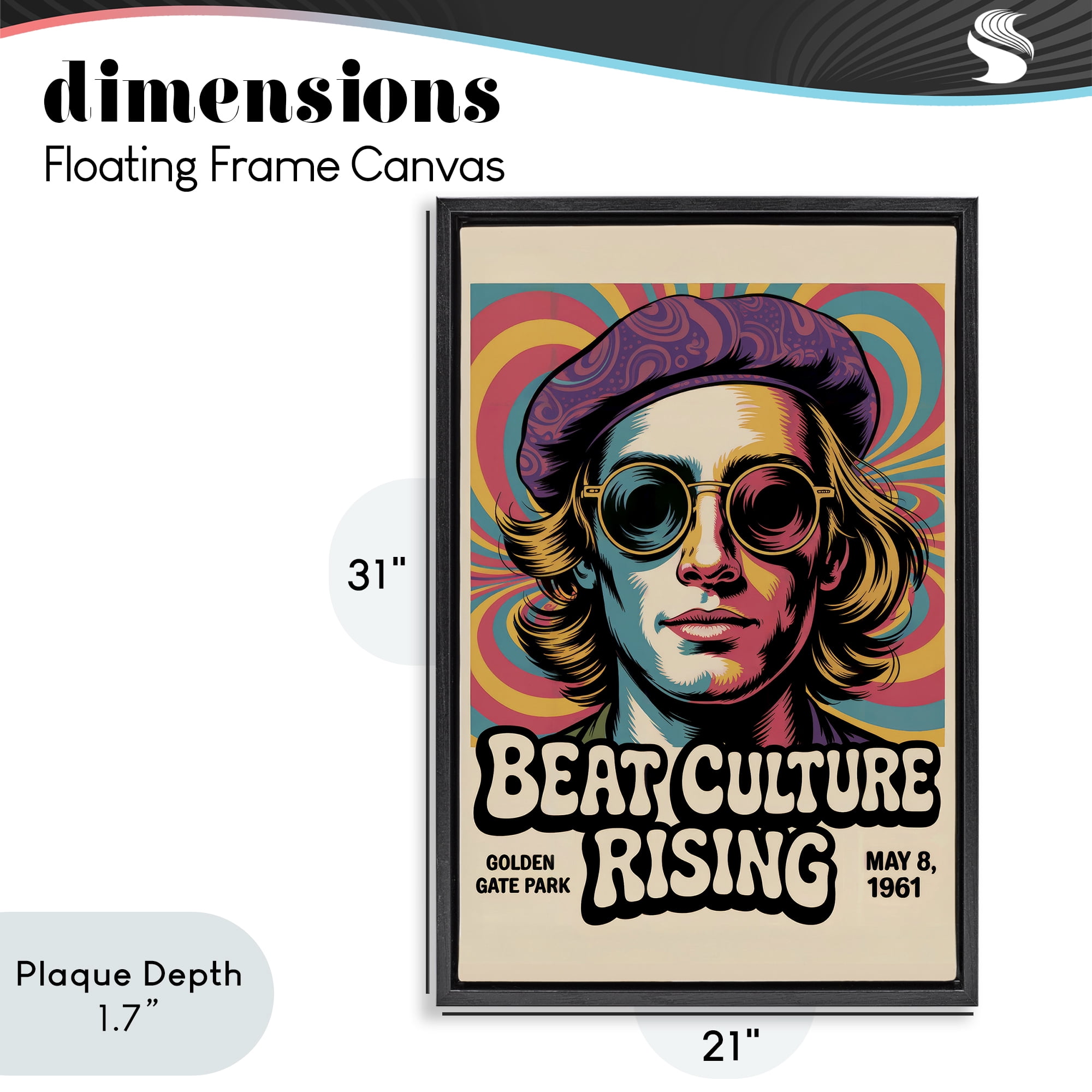 Stupell Industries Beat Culture Rising Poster Black Framed Floater Canvas Wall Art, design by Andreas Magnusson