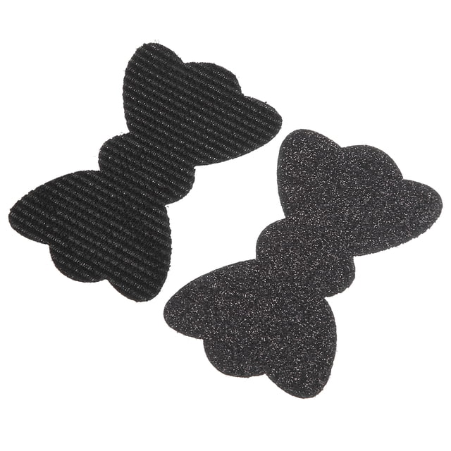 2 almohadillas fijas para el cabello, forma de lazo, parche mágico con flecos para el cabello, para niñas y mujeres, negro