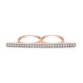 thumbnail image 3 of Round Cut Sparkling White Cubic Zirconia Sideway Bar Two Finger Ring In 14k Rose Gold Over Sterling Silver Ring For Women Ring Size-7.5, 3 of 7