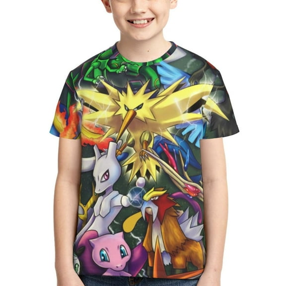 Kids Tees Shirts,Pokémon Short Sleeve T-Shirt for Youth Boys 4-16 Years,XS