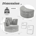 thumbnail image 4 of Home Swivel Accent Barrel Chairs with Removable Headrest, Chaise Lounge Indoor with Neck Support Pillow, Light Grey, 4 of 8