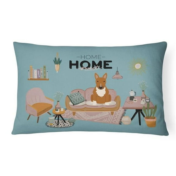 Caroline's Treasures CK7979PW1216 Red Bull Terrier Sweet Home Canvas Fabric Decorative Pillow, 12H x16W, multicolor