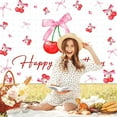 thumbnail image 5 of Cherry Birthday Backdrop Coquette Bow Birthday Background Cherry Girls Party Decorations Photo Booth Props, 5 of 6