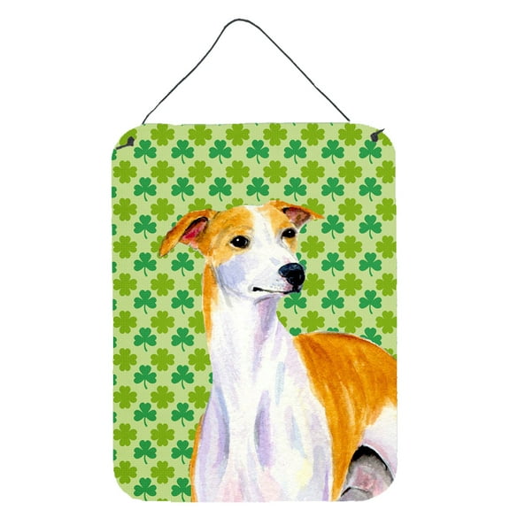 Whippet St. Patricks Day Shamrock Portrait Wall or Door Hanging Prints