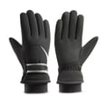 thumbnail image 2 of Tnobhg 1 Pair Men Winter Cycling Gloves Anti-slip Thick Plush Waterproof Windproof Touchscreen Solid Color Fasten Tape Wrist Band Skiing Skating Gloves, 2 of 8
