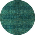 thumbnail image 1 of Ahgly Company Machine Washable Indoor Round Oriental Turquoise Blue Modern Area Rugs, 7' Round, 1 of 4