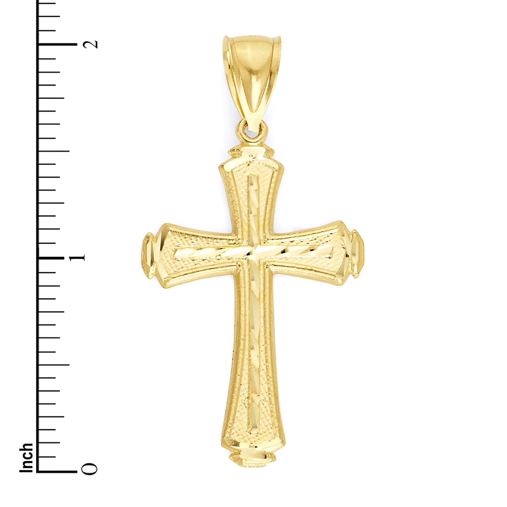 Golden Fire 10k Cross Pendant Necklace, Solid Gold Jewelry for Men