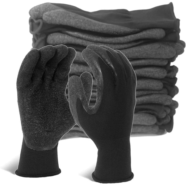 Guantes de trabajo de seguridad Evridwear, caucho de látex arrugado, 12 pares