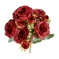 thumbnail image 2 of ZhyrZng 5 Heads Artificial Rose Bouquet - Realistic Silk Fake Flower Bush for Wedding Home Office Decoration & Valentine's Day Floral Arrangement featuring Long Stalk, 2 of 7