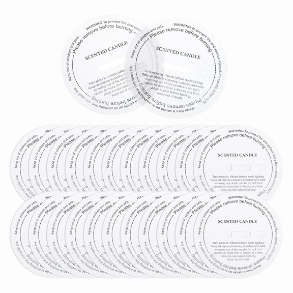60 Pcs Candle Dust Covers, 7cm/2.8" Round Printed Translucent Candles Drip Protectors Lid Accessories Letter Pattern for Craft Fragrance Making Jars Boxes Packaging