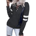 thumbnail image 2 of Womens Casual Sweatshirts Color Block Long Sleeve Sweaters Buttons Henley, 2 of 4