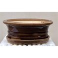 thumbnail image 1 of 8.5 x 7 x 3 in. Bronze Ceramic Bonsai Pot with Humidity Drip Tray, Oval, 1 of 1